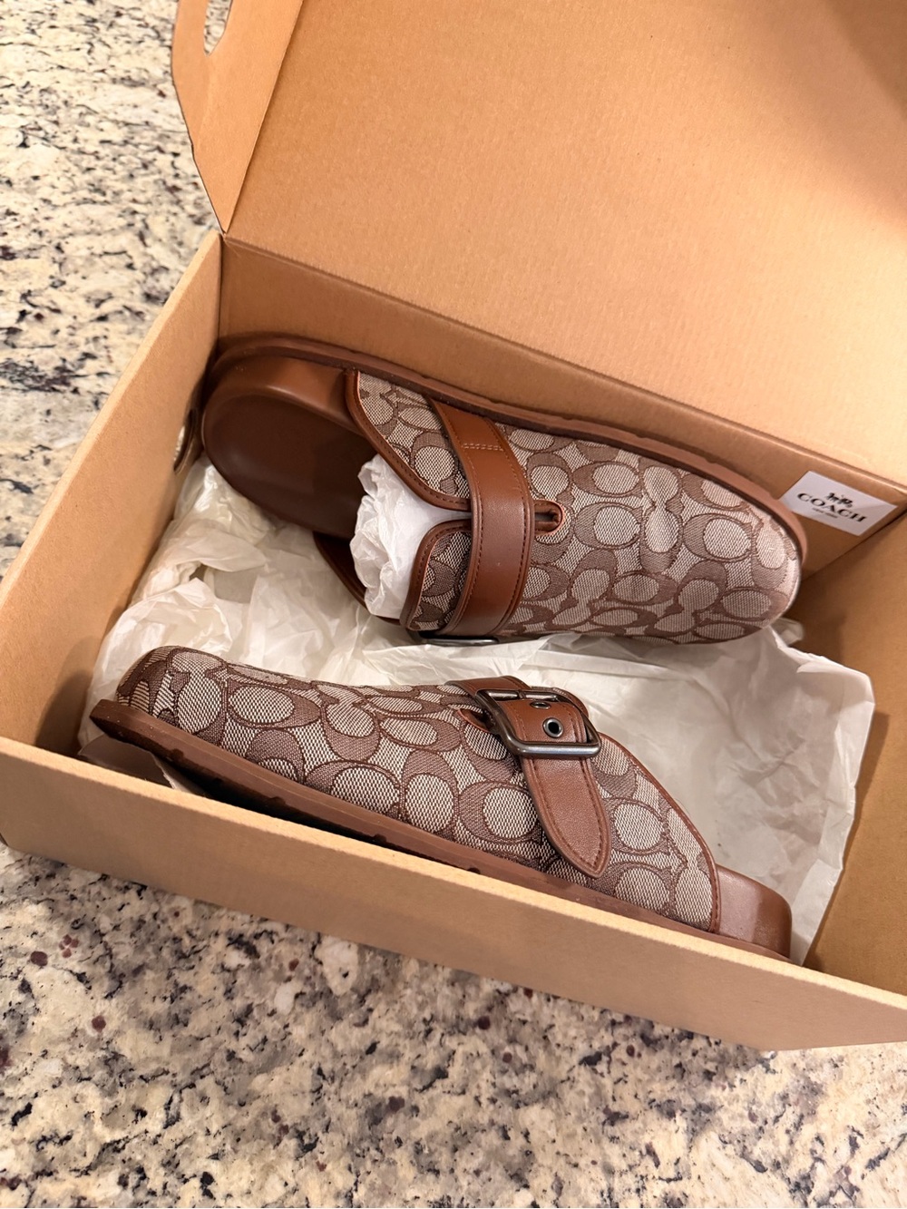 Coach Kids Signature Monogram Slip-On Clogs in Brown